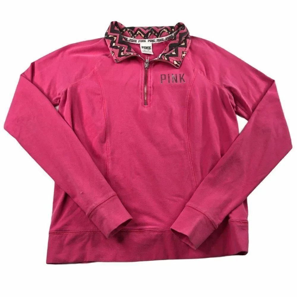 VS Pink 1/4 Zip Long Sleeve Stretch Pullover Shirt